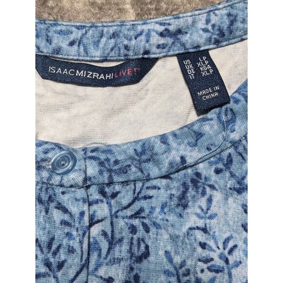 Isaac Mizrahi Live! Allover Floral Print Button Front Top Women PL Blue aA06 - Picture 10 of 15